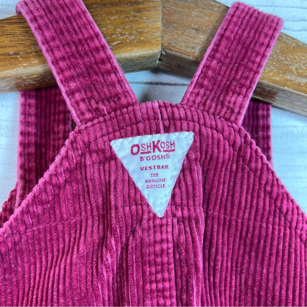 Vintage OshKosh B’Gosh Burgundy Corduroy Jumper Dress Fall 90’s Size 18-24 M
